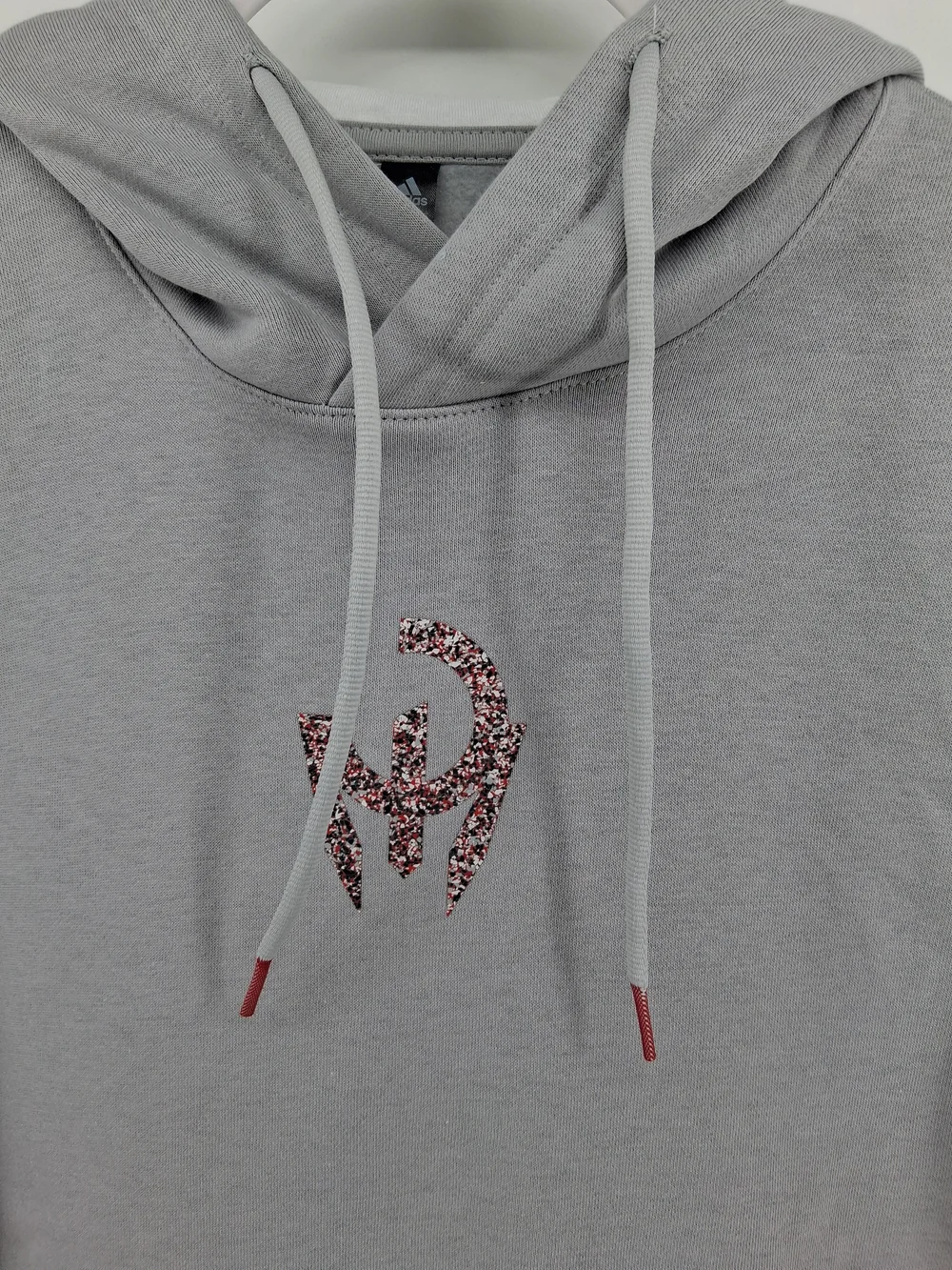 adidas MAHOMES Light Gray Men's Pullover Hoodie with Subtle Chest Graphic